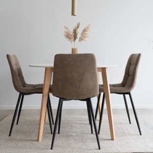 Set 5 piese Masa dining si scaune Vojens and Middelfart, Maro, 105x105x86 cm