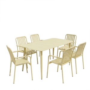 Set 7 masa si scaune gradina, Heven Vista, Champagne, 70x120x72 cm - Img 2