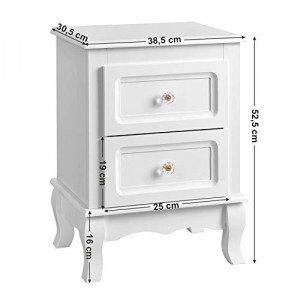 Set de 2 noptiere, Vasagle, Alb, 30x38x52 cm - Img 4