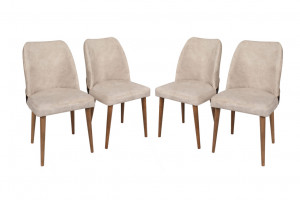 Set de 4 scaune Nova, Crem- Nuc
