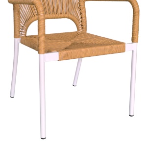 Set de 5 buc masa si scaune de gradina Nares-Norture aluminiu alb si placaj in nuanta naturala 140x80x72.5 cm - Img 7