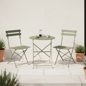 Set de gradina pliabil 3 buc. Bistro, Verde masliniu, 60x60x82 cm