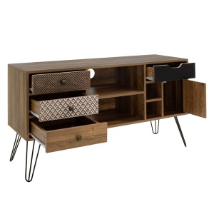 Set dormitor studenti canapea, comoda TV si masuta de cafea, 3 buc, Travis Boho, Antracit, 175x83x74 cm - Img 7