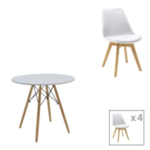 Set masa si scaune 5 piese Julita-Gaston Alb 80x80x73 cm - Img 1