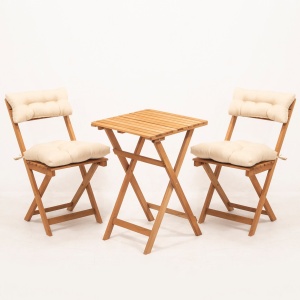 Set masa si scaune de gradina (3 piese) My001A Crem 50x72x50 cm - Img 2