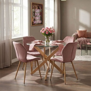 Set masa si scaune dining 5 buc. Jelour - Antoro, Mar putred, 100x100x75 cm