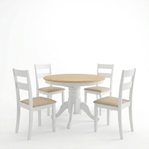 Set masa si scaune dining extensibil, 5 buc, Dallan Lars, Pako, Alb 138x100x75 cm - Img 2