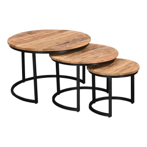 Set Masuta de cafea 3 buc Frina boho Natural 70x70x45 cm - Img 2