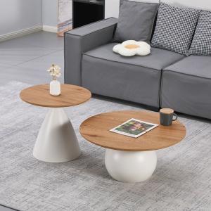 Set masute de cafea, 2 buc, Caple, Pako, Alb 70x70x46 cm