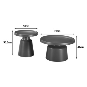 Set masute de cafea, 2 buc, Ginoze, Pako, Cappuccino 70x70x38 cm - Img 5