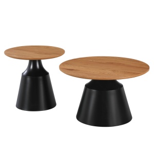 Set masute de cafea, 2 buc, Parquet, Pako, Negru 70x70x39 cm - Img 2