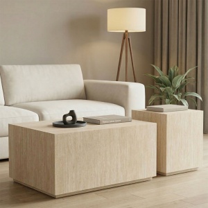 Set masute de cafea, 2 buc, Sandu, Pako, Travertin 80x60x40 cm