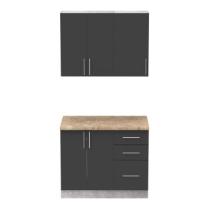 Set mobila bucatarie Festa Pako World Antracit 100x60x85 cm - Img 4