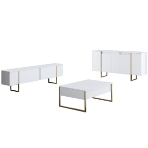Set mobila sufragerie Luxe Alb 160x35x80 cm - Img 11
