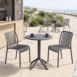 Set mobilier dining 3 piese Mercon Zoi, Antracit, 60x60x75 cm