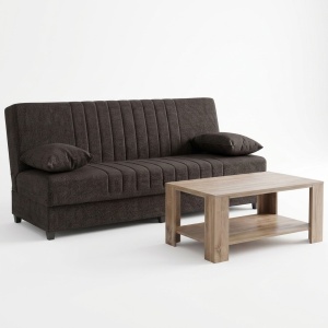 Set mobilier studenti canapea si masuta de cafea, 2 buc, Zing, Gri, 190x75x85 cm - Img 2