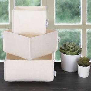 Set organizator de birou din fetru (3 bucati) HMY-6268 Crem 22.5x22.5x10 cm - Img 2