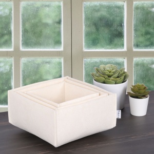 Set organizator de birou din fetru (3 bucati) HMY-6268 Crem 22.5x22.5x10 cm - Img 4