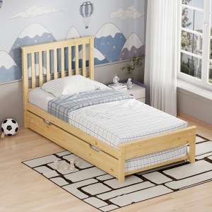 Set pat extensibil (fara saltele), 2 buc, Benia, Natural, 90x190 cm