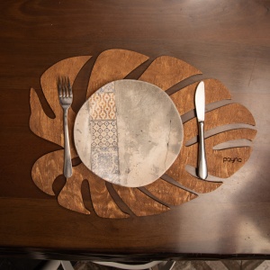 Set suporturi farfurii din lemn (4 bucati) Monstera Nuc 33x45 cm - Img 3