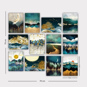 Set tablouri canvas (12 bucati) 12MDF44YS Multicolor 20x15 cm - Img 2
