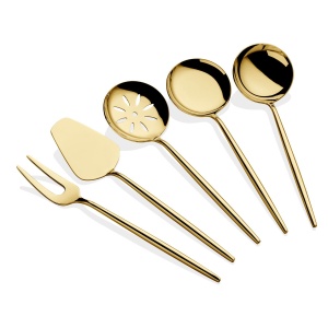 Set ustensile servire 5 bucati Almeria Auriu 23.5x23.5x4 cm - Img 2