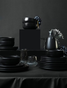 Set veselă din ceramică, 18 bucati X134710 Negru 28x28x2 cm - Img 3