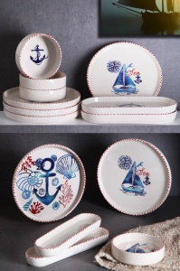 Set vesela mic dejun, 14 bucati KAHSER14 Alb 19x19x1 cm - Img 4