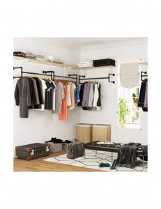 Suport pentru haine montat pe perete, Songmics, Negru, HSR64BK, 110 x 30 x 29 cm - Img 6
