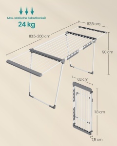 Suport uscator de rufe Bunji Alb 113.5x62.5x90 cm - Img 5
