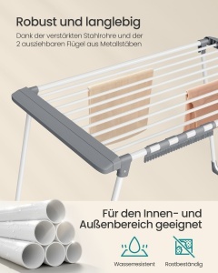 Suport uscator de rufe Bunji Alb 113.5x62.5x90 cm - Img 3