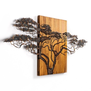Tablou din lemn si metal Acacia Multicolor 144x70x3 cm - Img 7