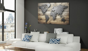 Tablou din plută - Silver World [Cork Map] 60x40 cm - Img 2
