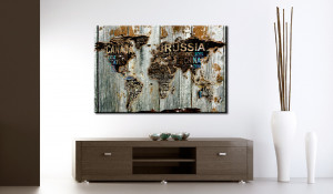 Tablou din plută - Wooden Border [Cork Map] 90x60 cm - Img 2