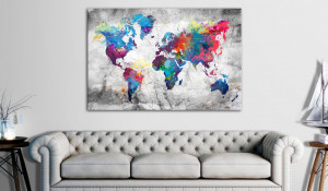 Tablou din plută - World Map: Grey Style [Cork Map] 90x60 cm - Img 2