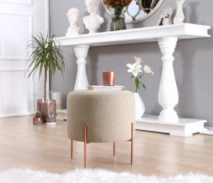 Taburet Monaj Bej inchis rotund 45x47 cm - Img 3