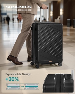 Troler Songmics, Trevo, Negru, 50x30x75 cm - Img 2