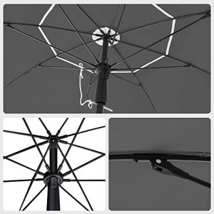 Umbrela pentru terasa, Songmics, Gri, 200x230 cm - Img 6
