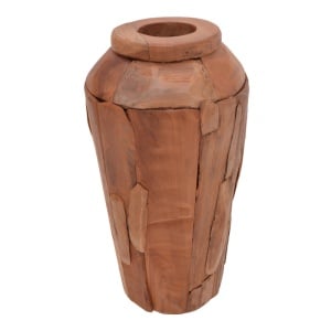 Vaza decorativa Archean lemn de tec culoare naturala 30x30x80 cm