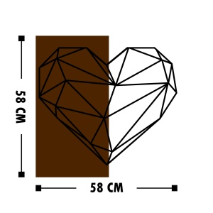Accesoriu decorativ de perete din lemn si metal Heart Nuc 58x58 cm - Img 3