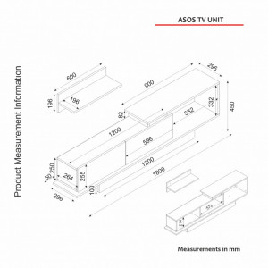 Ansamblu Comoda TV Asos Alb-Walnut - Img 4