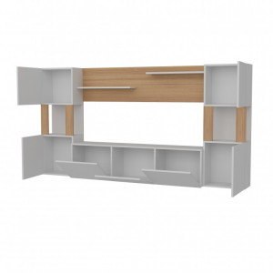 Ansamblu Comoda TV Lore Alb-Teak - Img 6