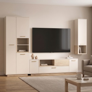 Ansamblu comoda TV, Norda, Pako, Crem 187x40x58.4 cm