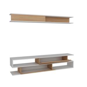 Ansamblu Comoda TV Sims Alb-Teak - Img 7