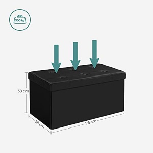 Bancuta hol cufar cu depozitare, Songmics, Negru, 76x38x38 cm - Img 3