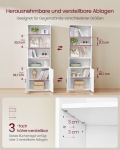 Biblioteca, Alba, Alb, 24x60x175 cm - Img 2