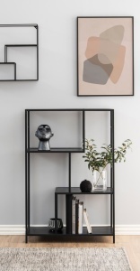 Biblioteca Seaford, Negru, 114x77x35 cm - Img 2