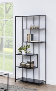 Biblioteca Seaford, Negru V1, 185x77x35 cm - Img 3