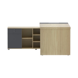 Birou pe colt stanga Lotus Natural 160x160x75cm - Img 4