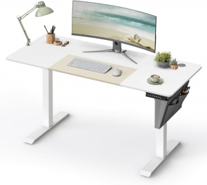 Birou reglabil, Songmics, Alb-Bej, 140x60x72-120 cm - Img 2